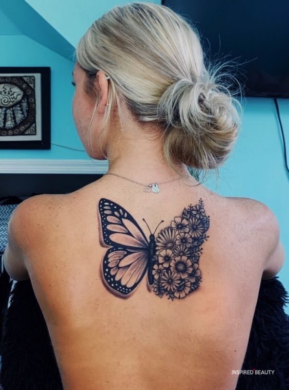 Butterfly back tattoos for woman