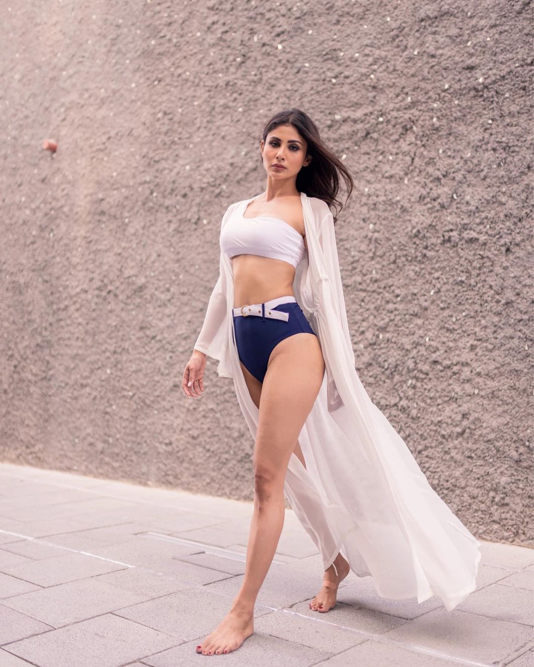 mouni in white bra