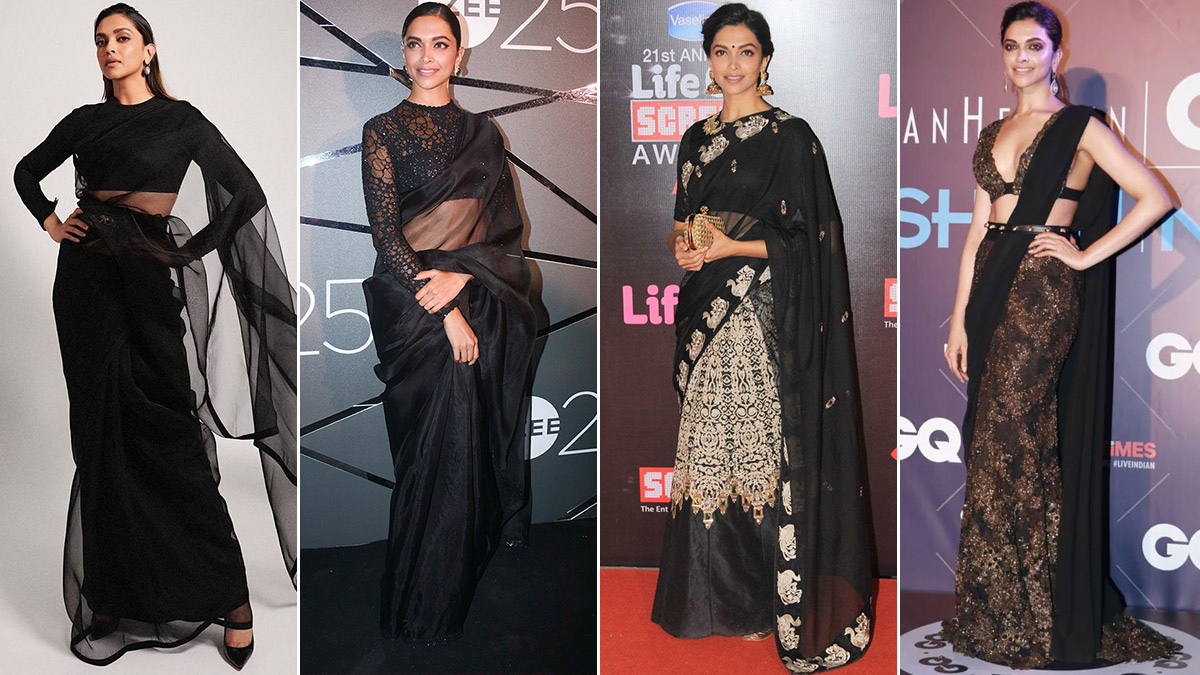 Deepika Padukone in Black Saree