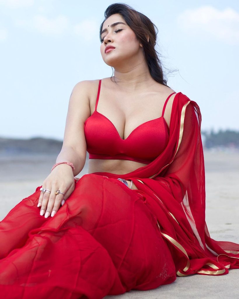 Sofia Ansar Red Saree